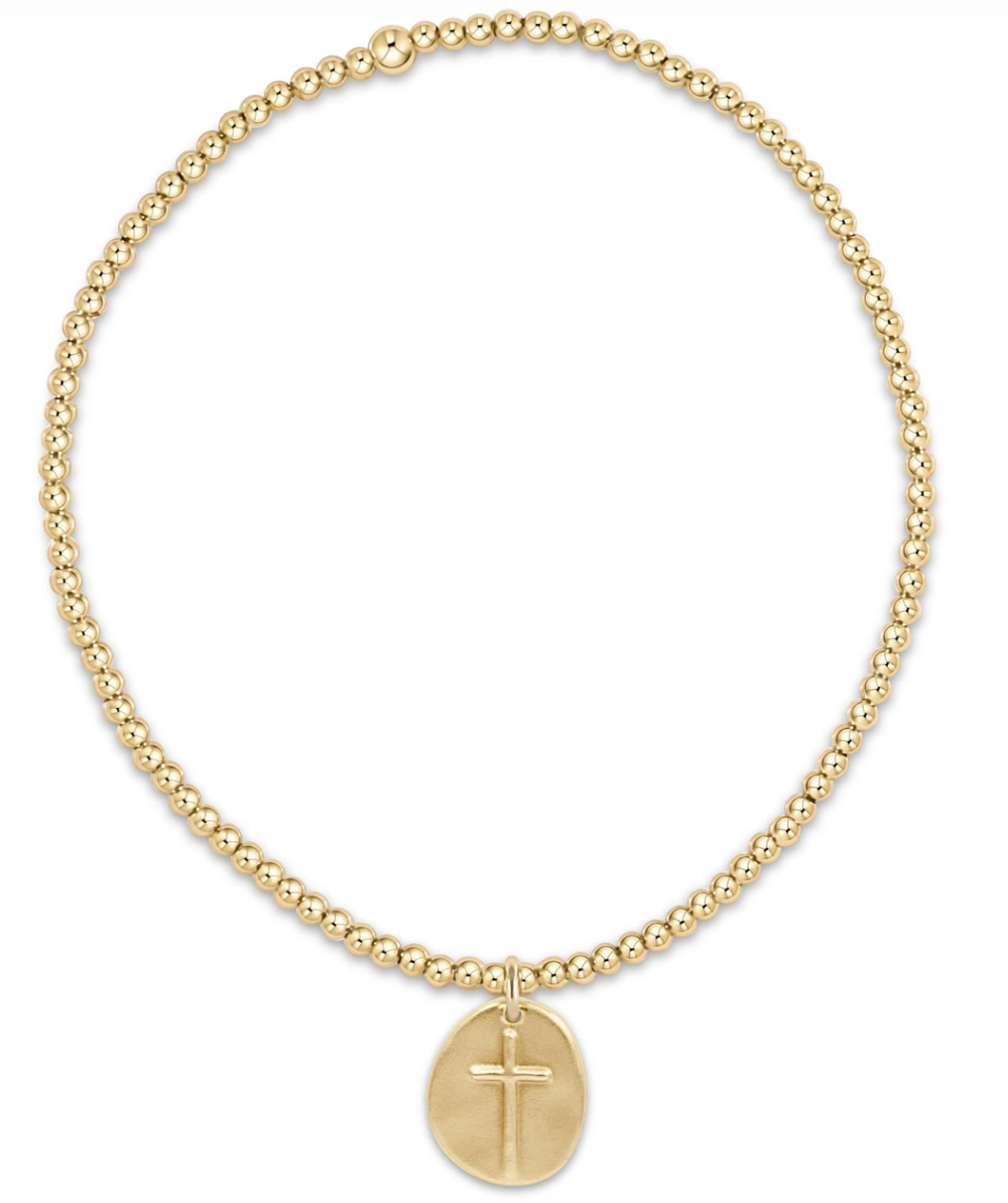 Classic Gold 2mm Bead Bracelet - Inspire Small Gold Disc