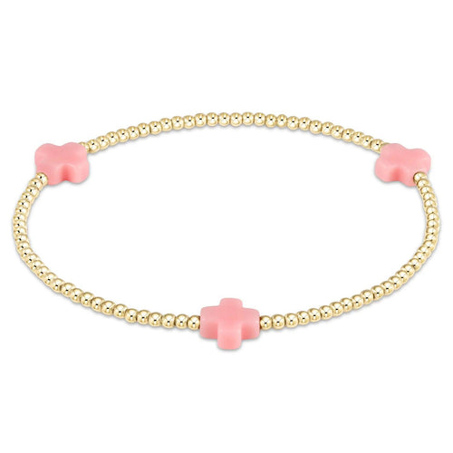 Signature Cross 2mm Gold Bracelet - Pink