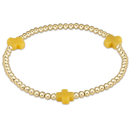 Signature Cross 3mm Gold Bracelet - Canary