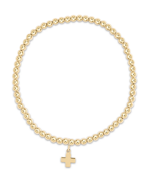 Classic Gold 3Mm Bead Bracelet - Signature Cross Gold Charm
