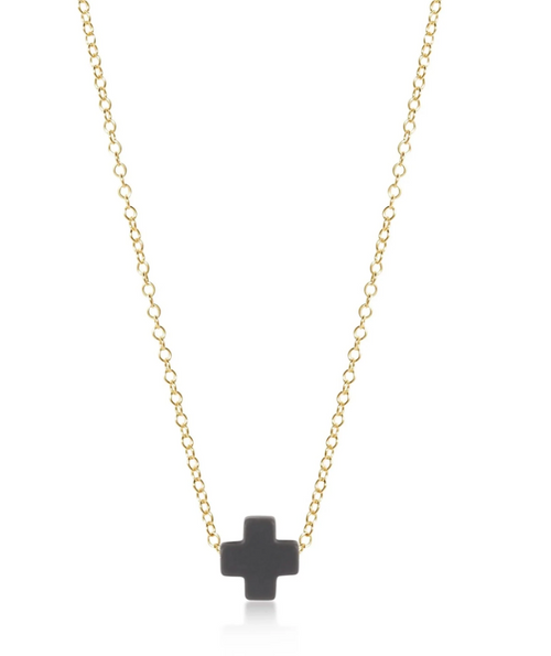 16” Necklace Gold - Signature Cross Charcoal