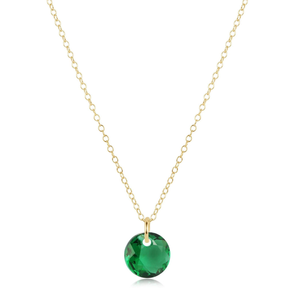 16" Necklace Gold Reflection Small Charm - Emerald