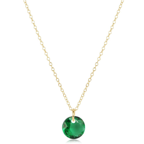 16" Necklace Gold Reflection Small Charm - Emerald