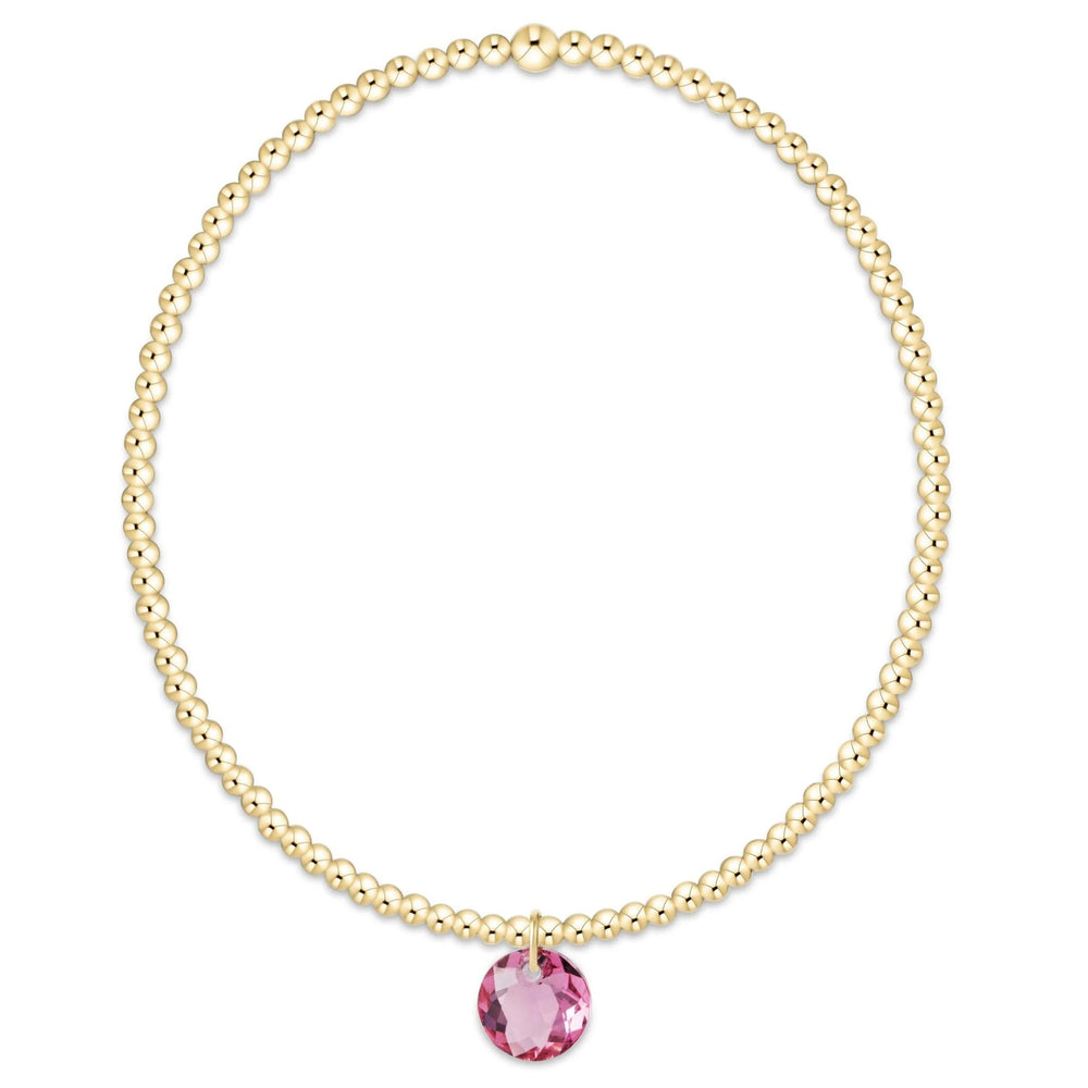 Classic Gold 2mm Bracelet - Reflection Small Charm - Tourmaline