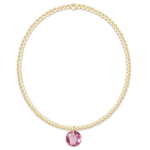 Classic Gold 2mm Bracelet - Reflection Small Charm - Tourmaline