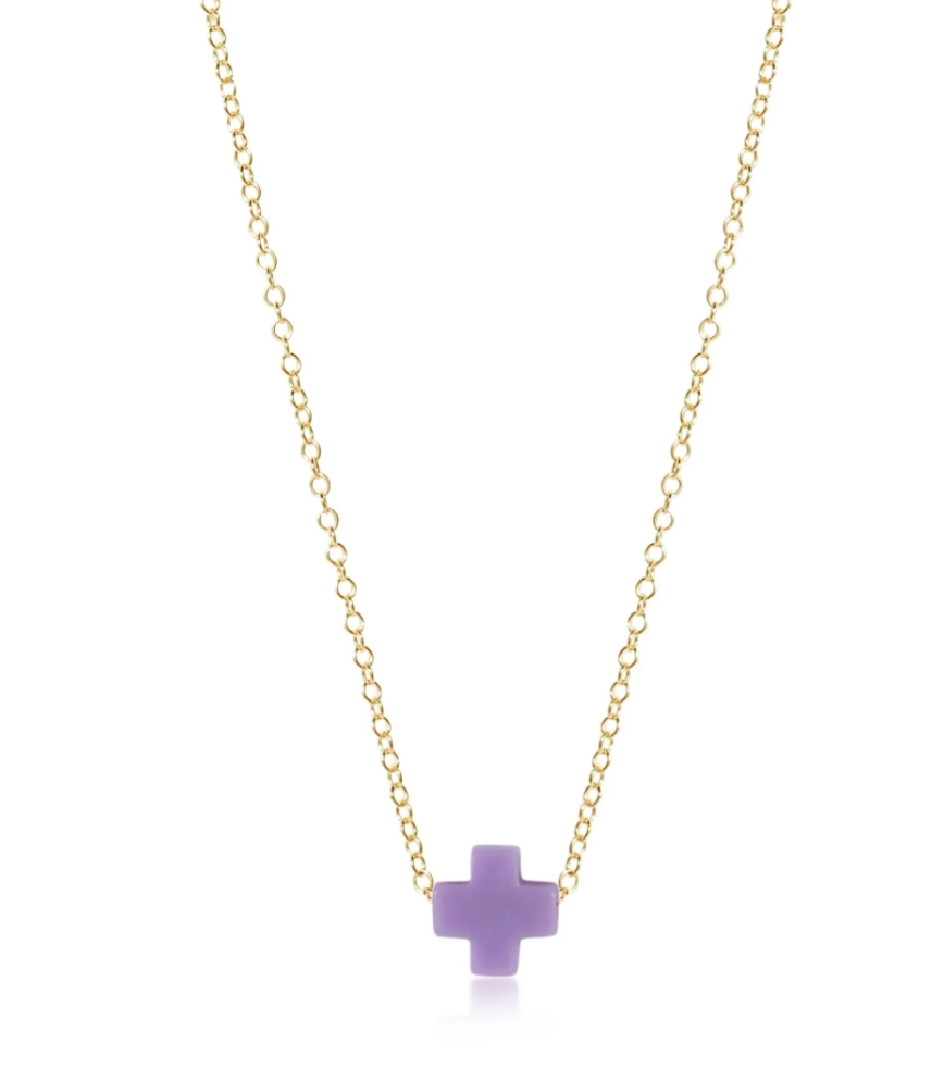 16" Necklace Gold - Signature Cross Purple