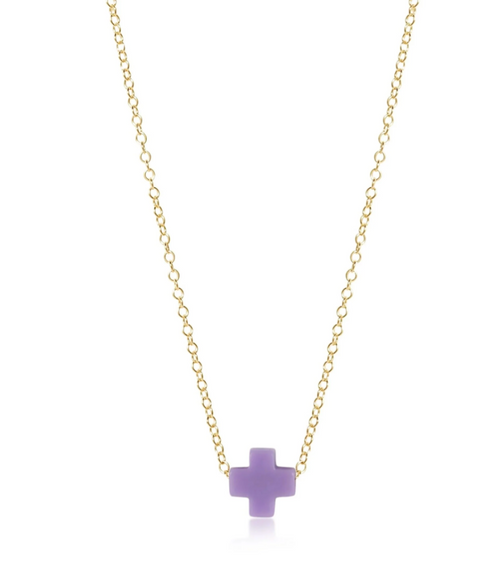 16" Necklace Gold - Signature Cross Purple