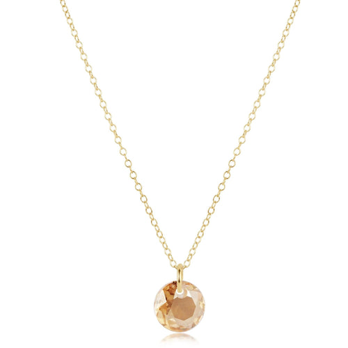 16" Necklace Gold Reflection Small Charm - Citrine