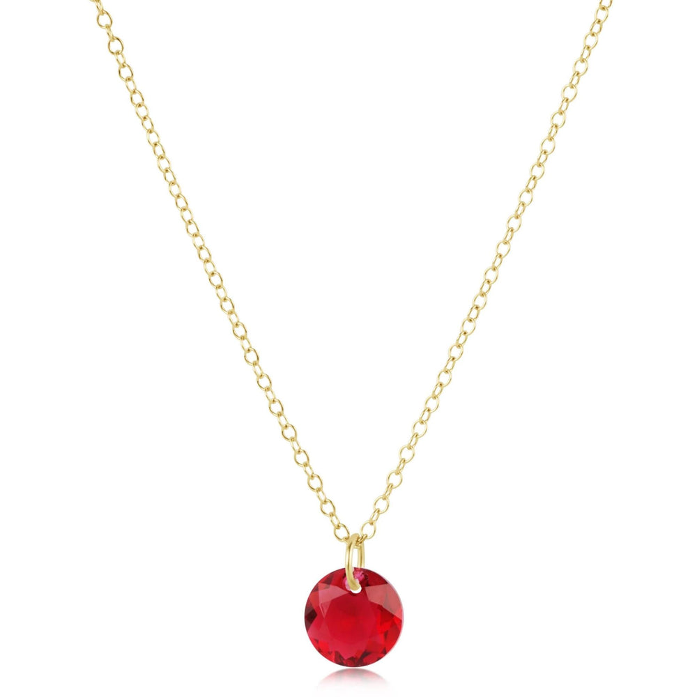16" Necklace Gold Reflection Small Charm - Ruby