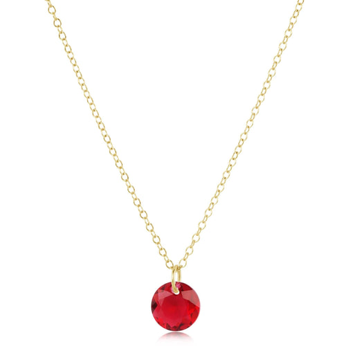 16" Necklace Gold Reflection Small Charm - Ruby