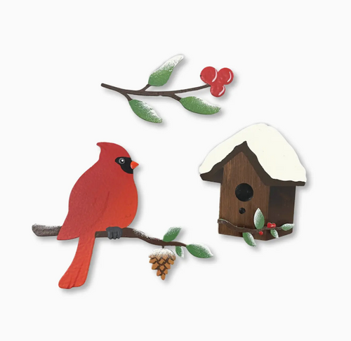 Winter Birdhouse Magnets