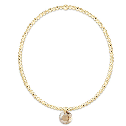 Classic Gold 2mm Bracelet - Reflection Small Charm - Topaz