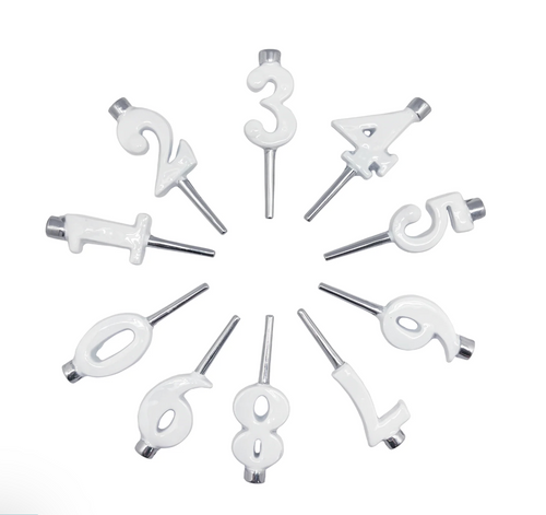 White Number Candle Holder Set