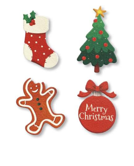 Merry Christmas Magnets S/4