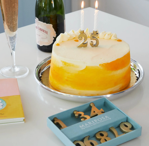 Gold Number Candle Holder Set