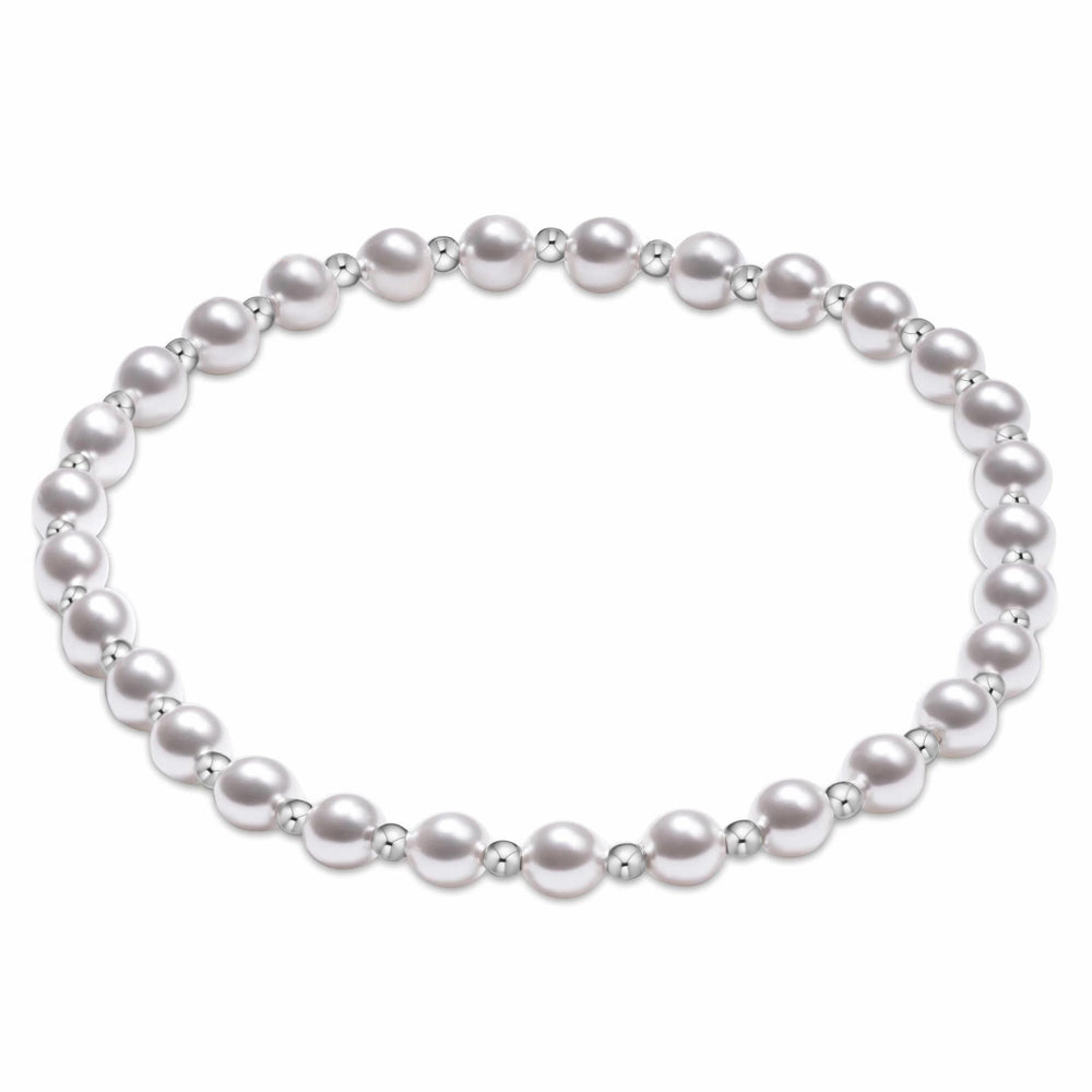 Classic Grateful Pattern Sterling 4mm Bead Bracelet - Pearl