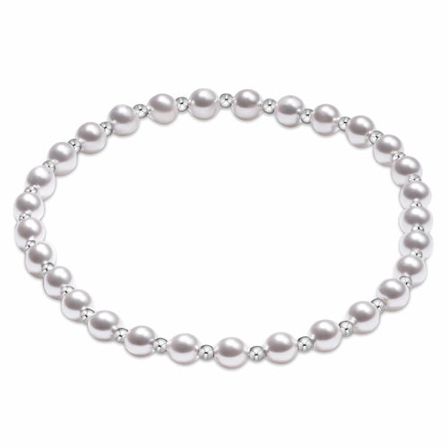 Classic Grateful Pattern Sterling 4mm Bead Bracelet - Pearl