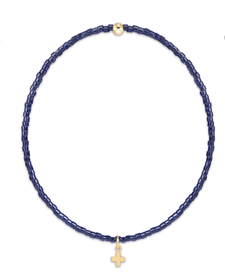 Hope Classic Navy Bracelet - Signature Cross Small Gold Charm