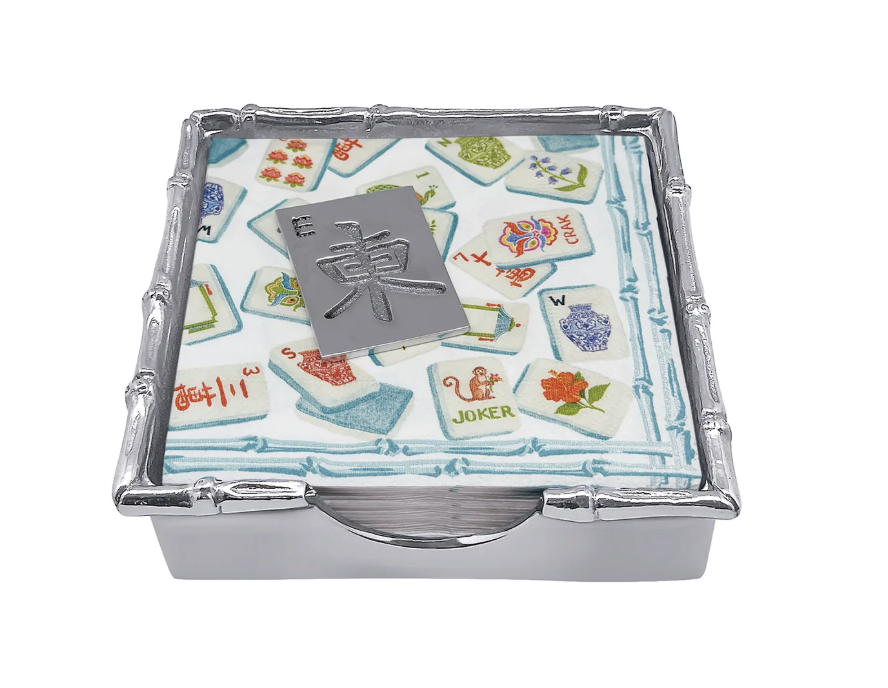Mahjong Tile Bamboo Napkin Box Set
