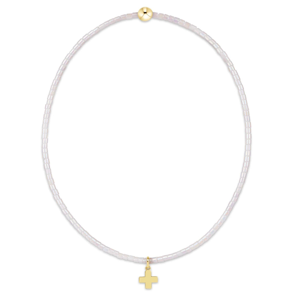 Hope Classic Silky White Bracelet- Signature Cross Small Gold Charm