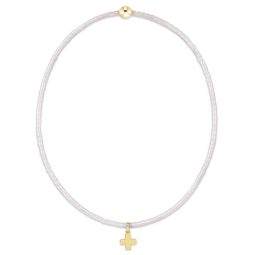 Hope Classic Silky White Bracelet- Signature Cross Small Gold Charm