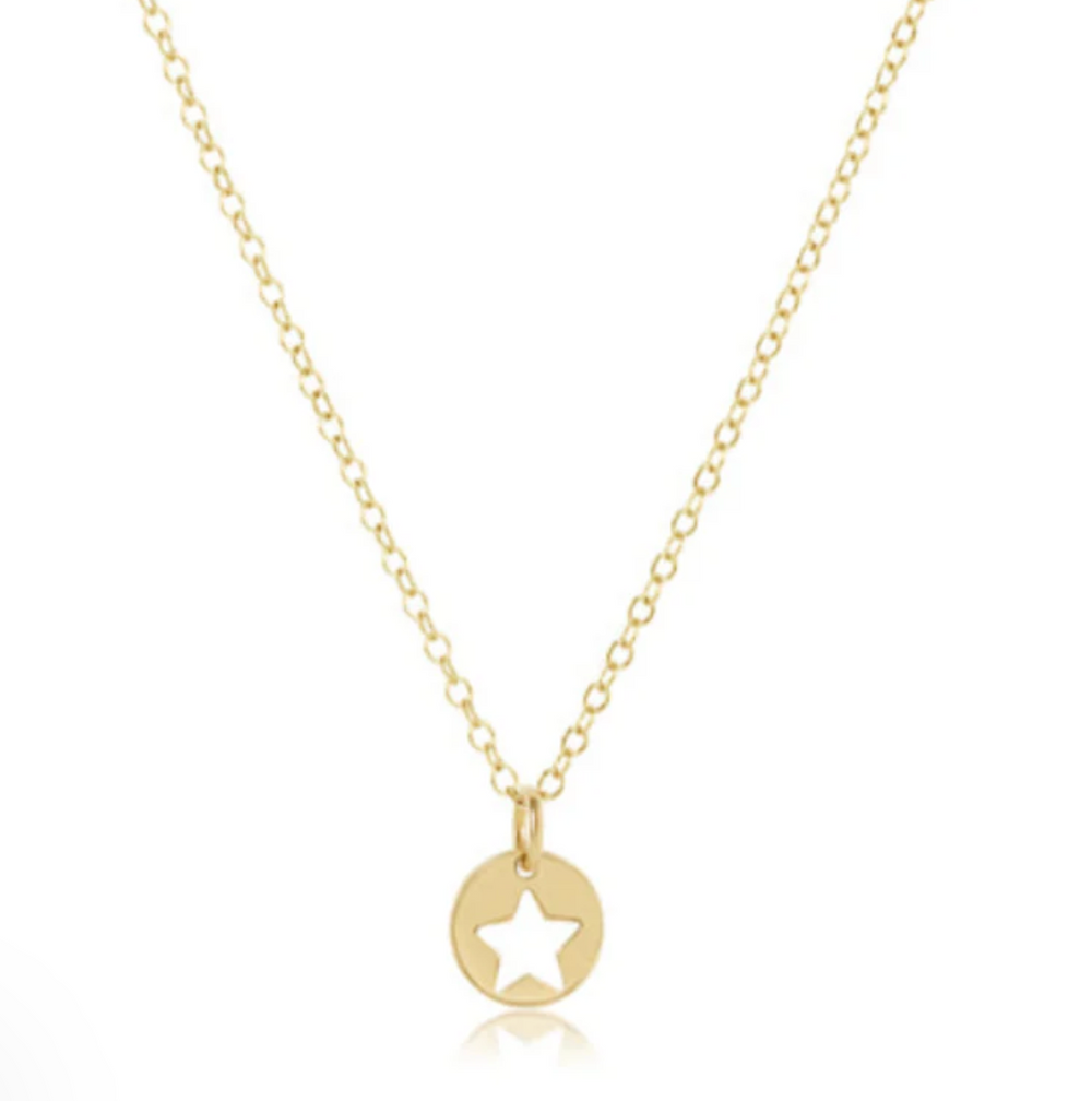 16" Necklace Gold - Star Small Gold Disc