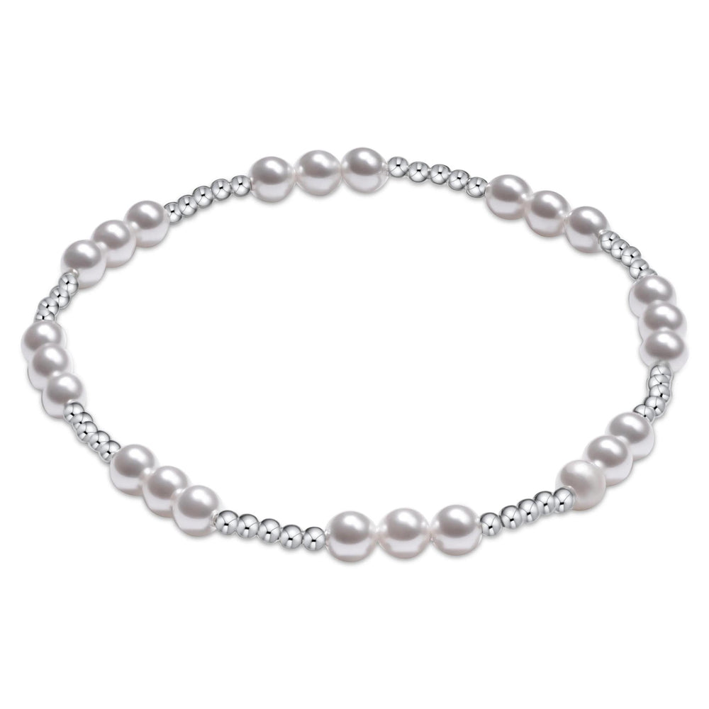 Classic Joy Pattern Sterling 4mm Bracelet - Pearl
