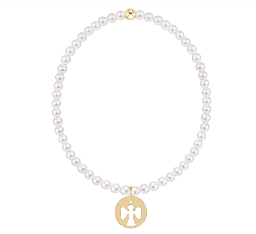 Classic Pearl 3mm Bracelet - Guardian Angel Disc