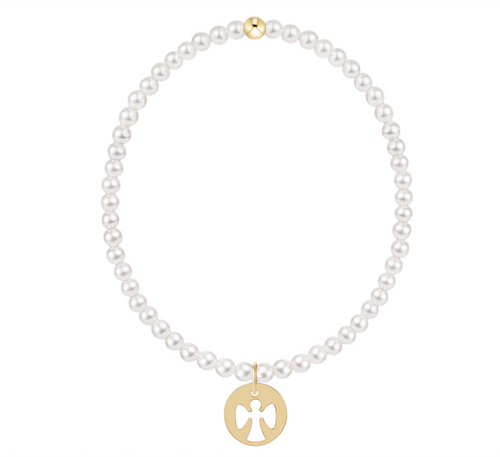 Classic Pearl 3mm Bracelet - Guardian Angel Disc