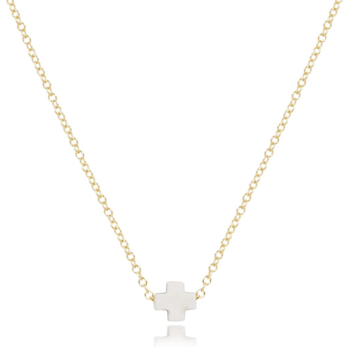 16” Necklace Gold - Signature Cross Off-White