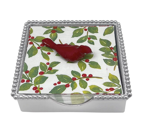 Red Cardinal Beaded Napkin Box Set