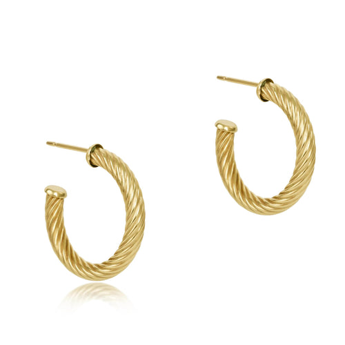 Round Gold 1.125” Post Hoop- 4mm - Textured Twist