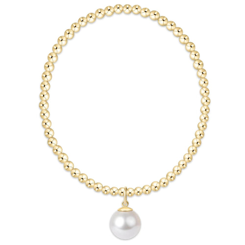 Classic Pearl 3mm Bracelet - Classic Gold 10mm Charm