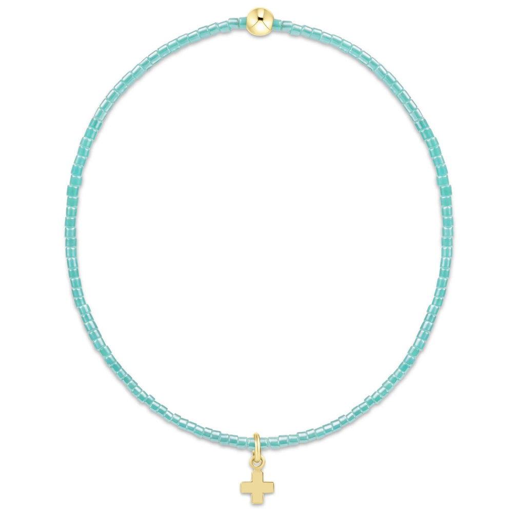 Hope Classic Sea Glass Bracelet- Signature Cross Small Gold Charm