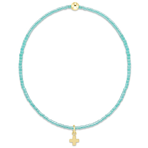 Hope Classic Sea Glass Bracelet- Signature Cross Small Gold Charm