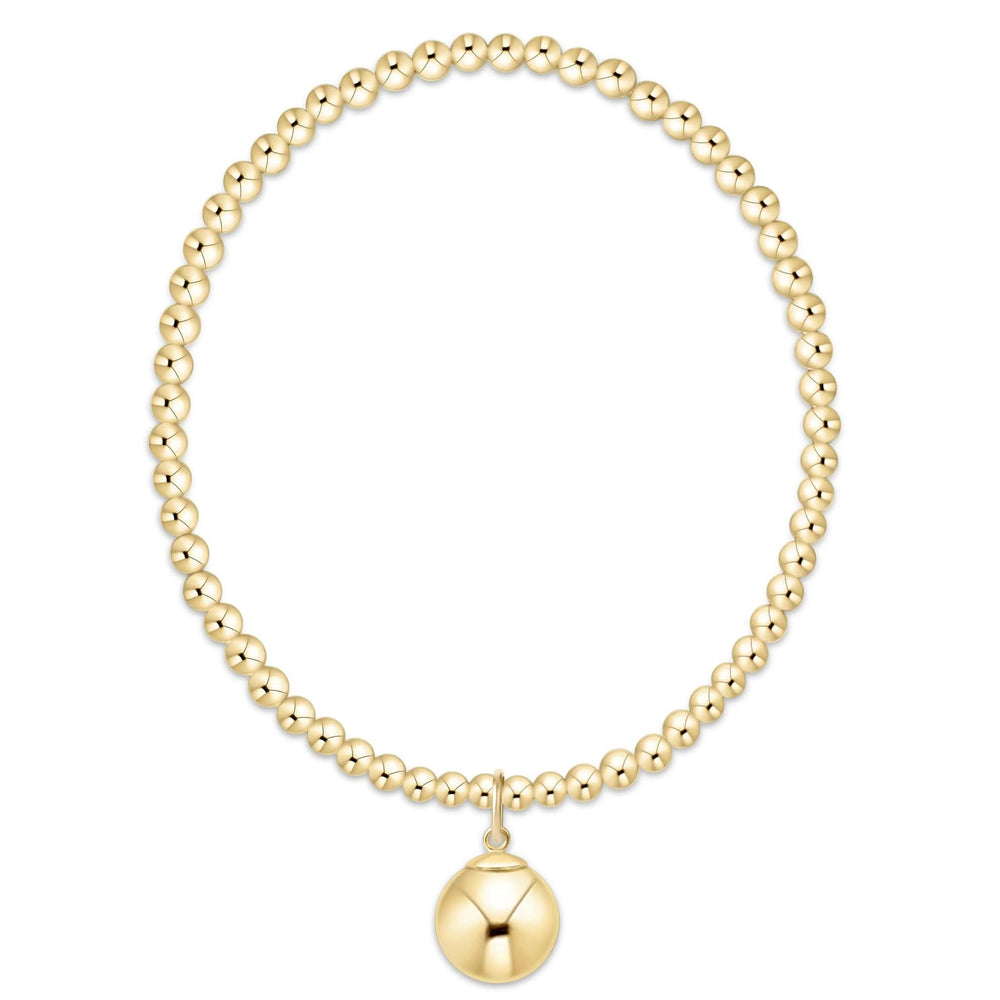 Classic Gold 3mm Bracelet - Classic Gold 10mm Charm