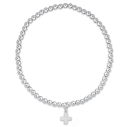 CLASSIC STERLING 3MM BEAD BRACELET - SIGNATURE CROSS STERLING CHARM