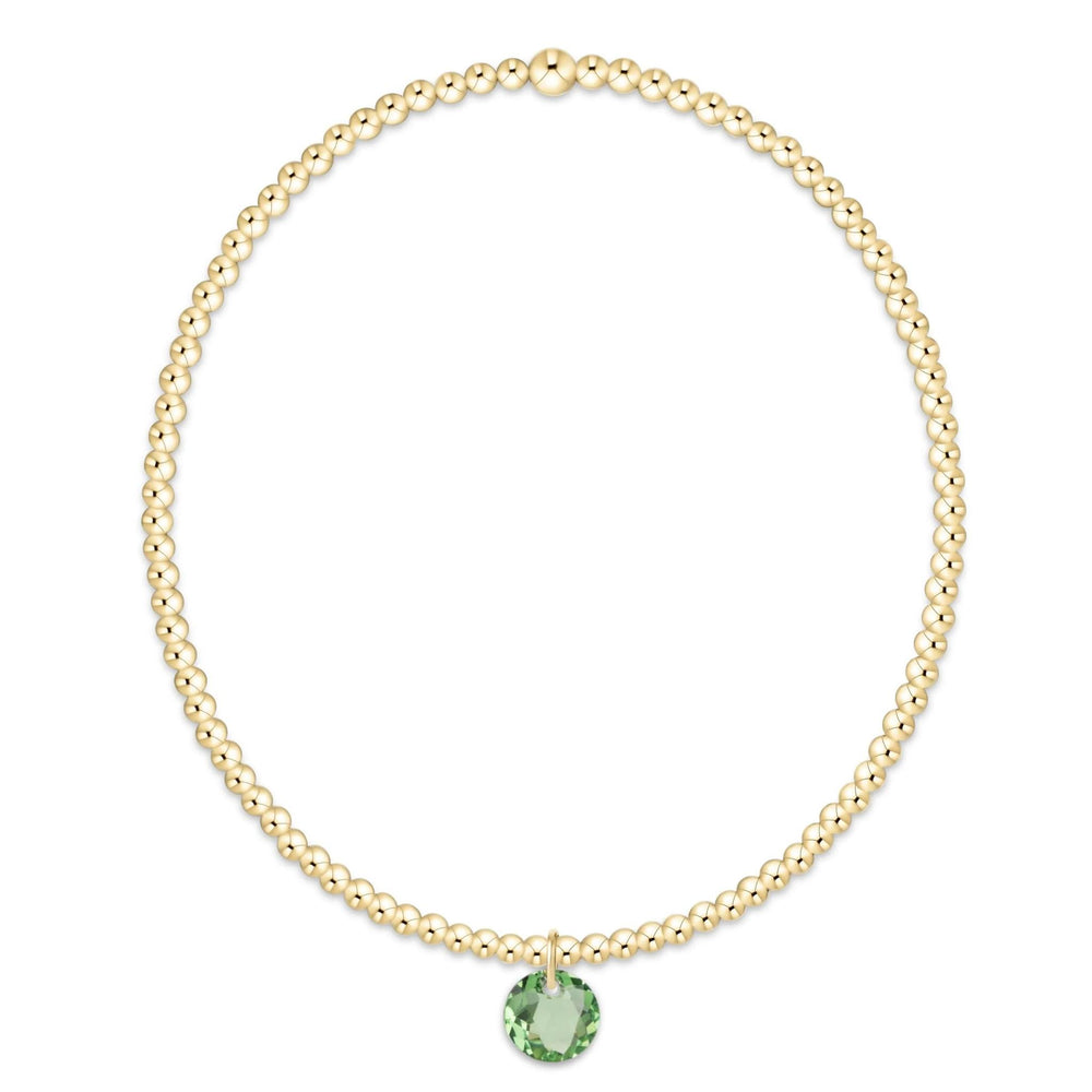 Classic Gold 2mm Bracelet - Reflection Small Charm - Peridot