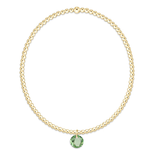 Classic Gold 2mm Bracelet - Reflection Small Charm - Peridot