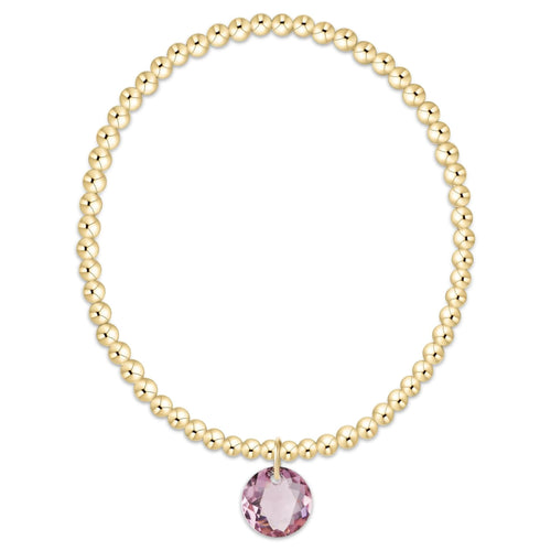Classic Gold 3mm Bracelet - Reflection Charm - Amethyst