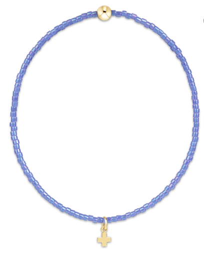 Hope Classic Bright Blue Bracelet - Signature Cross Small Gold Charm