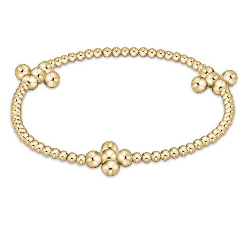 Beaded 4mm Gold Signature Cross 2.5mm  Gold Bracelet