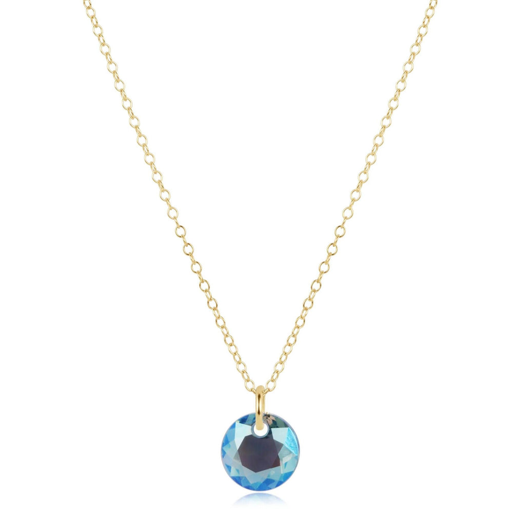 16" Necklace Gold Reflection Small Charm - Aquamarine