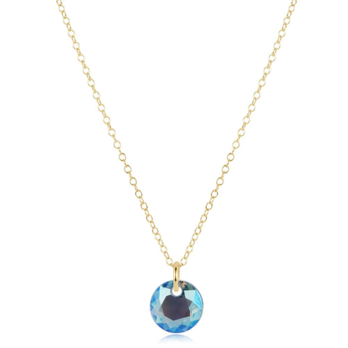 16" Necklace Gold Reflection Small Charm - Aquamarine