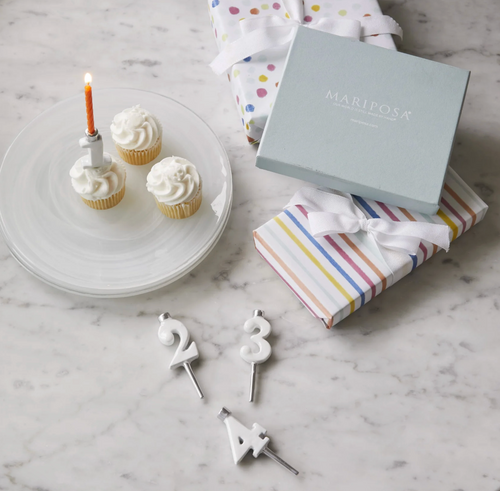 White Number Candle Holder Set