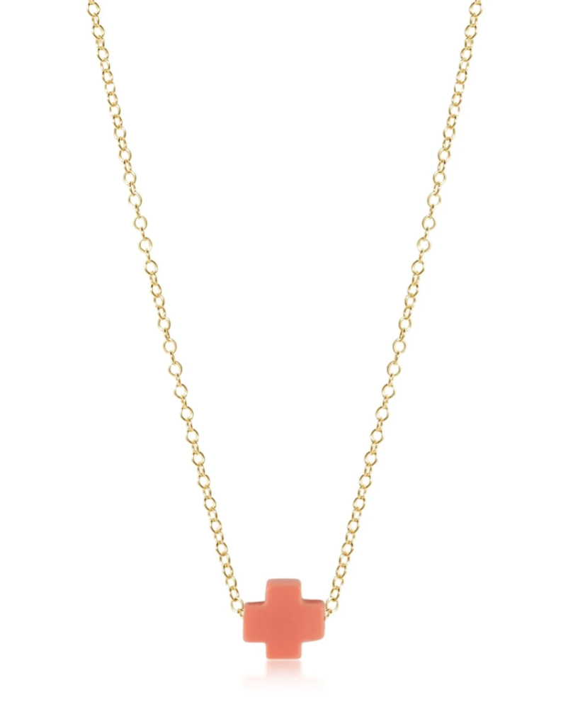 16" Necklace Gold - Signature Cross Coral
