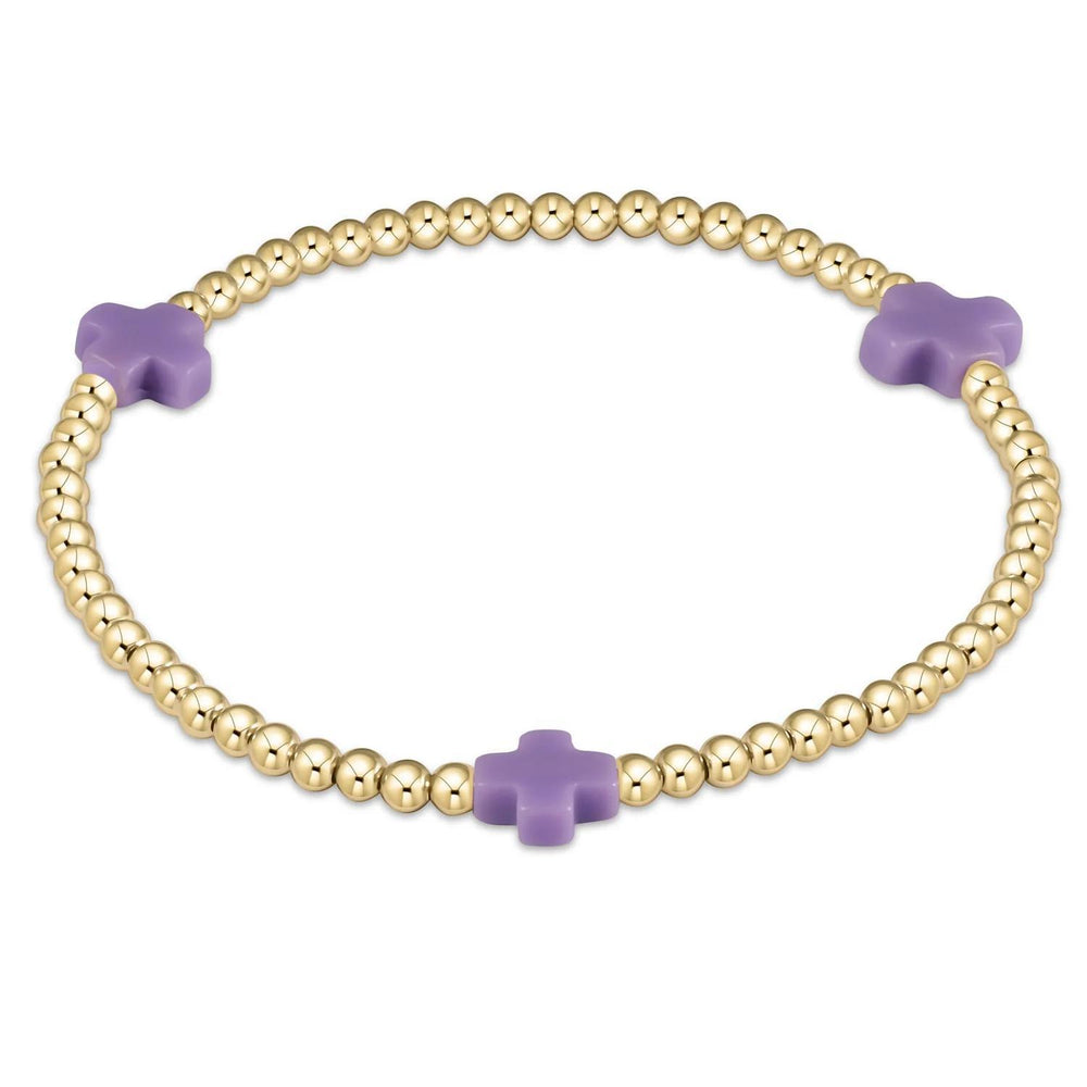 Signature Cross 3mm Gold Bracelet - Purple