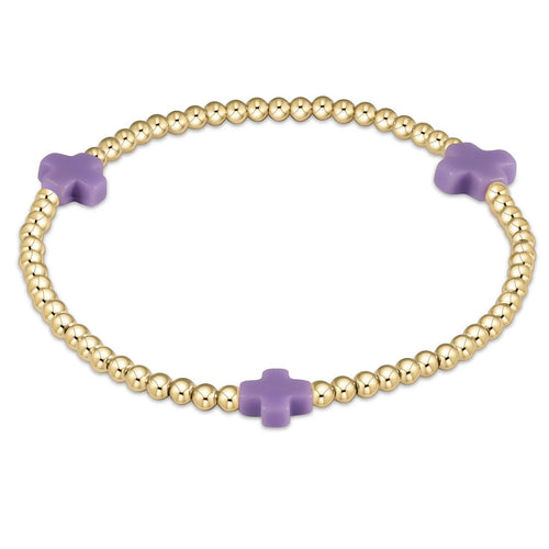 Signature Cross 3mm Gold Bracelet - Purple
