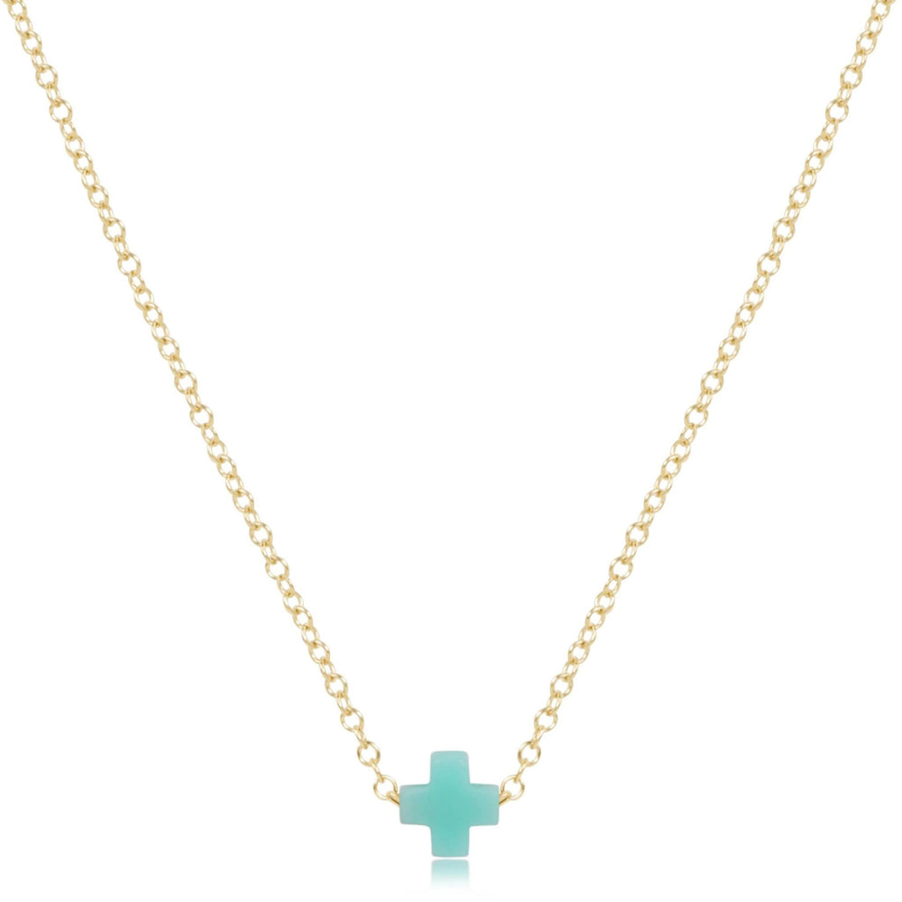 16" Necklace Gold - Signature Cross Small Mint