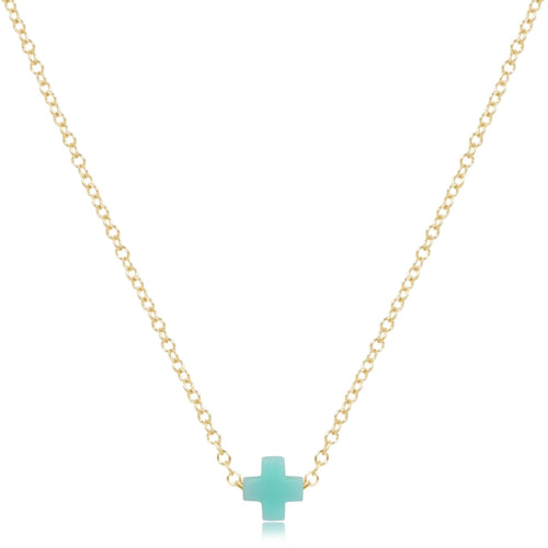 16" Necklace Gold - Signature Cross Small Mint